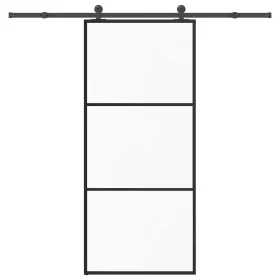   ESG üveg és alumínium tolóajtó fémszerelvény-szettel 90x205 cm