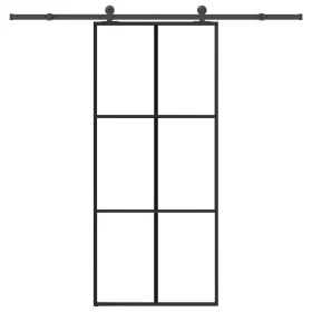    ESG üveg és alumínium tolóajtó fémszerelvény-szettel 90x205 cm
