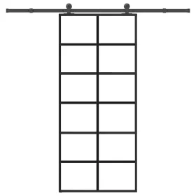    ESG üveg és alumínium tolóajtó fémszerelvény-szettel 90x205 cm