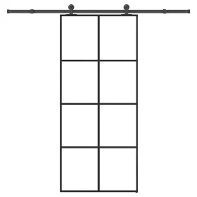    ESG üveg és alumínium tolóajtó fémszerelvény-szettel 90x205 cm