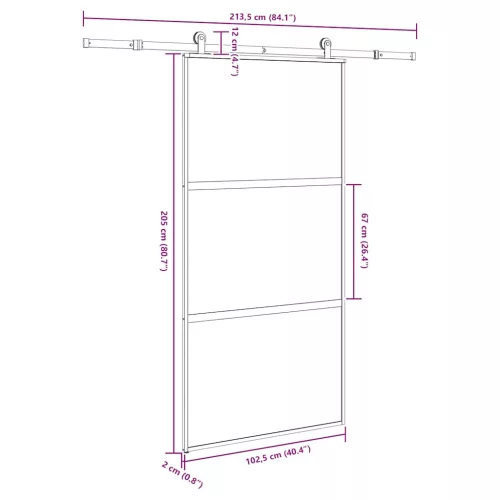  tolóajtó vasalatokkal 102,5x205 cm edzett üveg&Alumínium