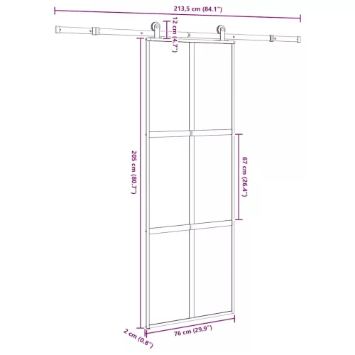  tolóajtó vasalatokkal 76x205 cm edzett üveg&Alumínium