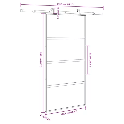  tolóajtó vasalatokkal 102,5x205 cm edzett üveg&Alumínium
