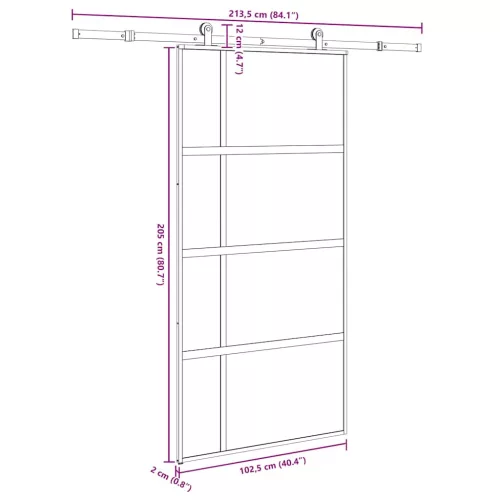  tolóajtó vasalatokkal 102,5x205 cm edzett üveg és alumínium