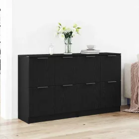 Széf 2 pcs Fekete tölgy 60 x 30 x 70 cm Faanyag