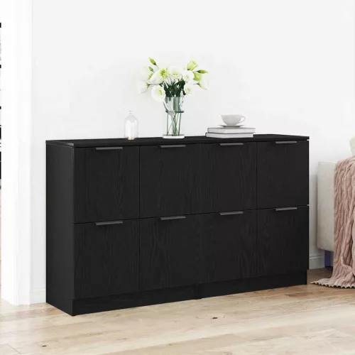  Széf 2 pcs Fekete tölgy 60 x 30 x 70 cm Faanyag