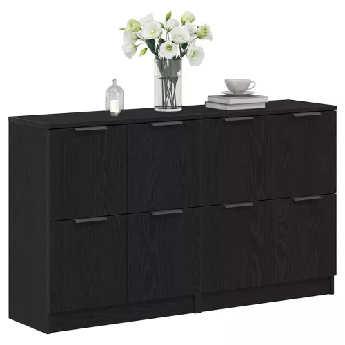 Széf 2 pcs Fekete tölgy 60 x 30 x 70 cm Faanyag