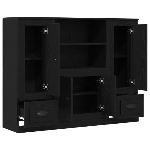  Magas szekrény Fekete Tölgy 132x35,5x103,5 cm Mérnöki Fa