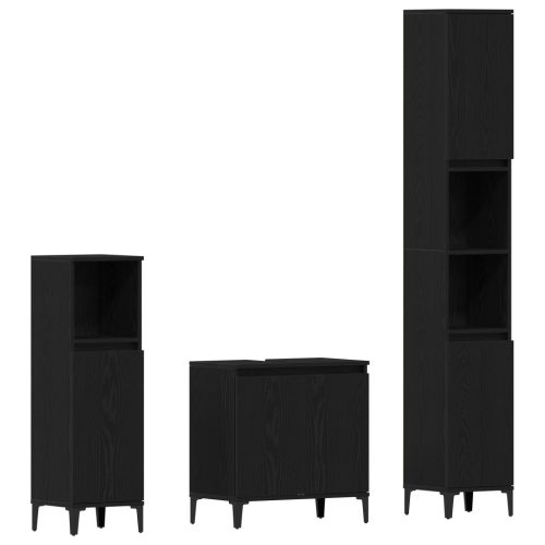  3 darabos fürdőszobai bútor szett fekete tölgy mérnöki fából