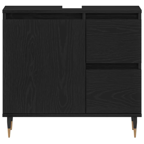  3 darabos fürdőszoba bútor szett fekete tölgy fahatású anyagból