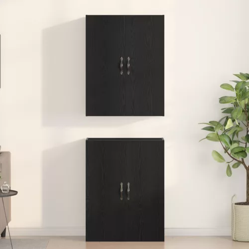 2 db Szekrény Fekete Tölgy 69,5x34x180 cm Műanyagul Fa
