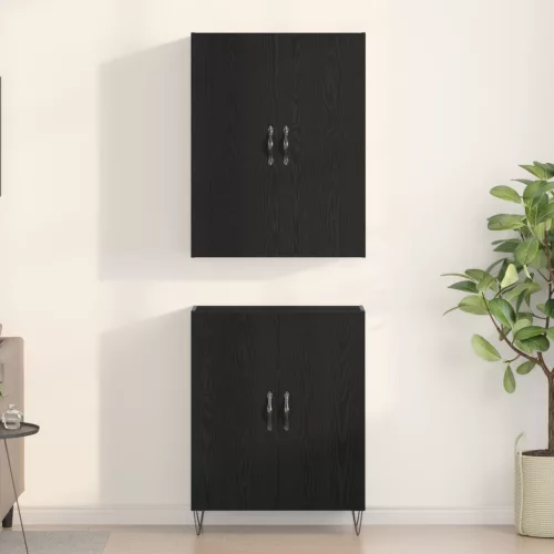  Magas szekrény Fekete tölgy 69,5x34x180 cm Műmárvány