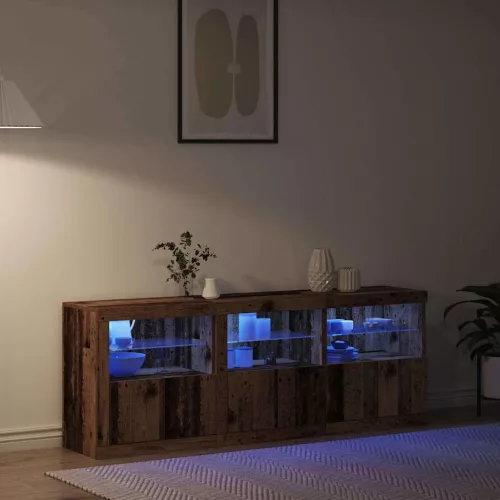 LED tálaló LED -es lámpákkal Öreg fa 181 x 37 x 67 cm Faanyag