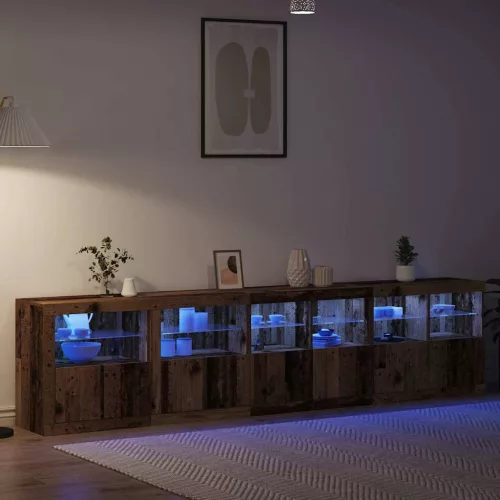  LED tálaló LED -es lámpákkal Öreg fa 283 x 37 x 67 cm Faanyag