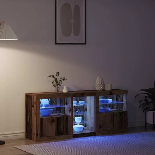  LED tálaló LED -es lámpákkal Öreg fa 162 x 37 x 67 cm Faanyag