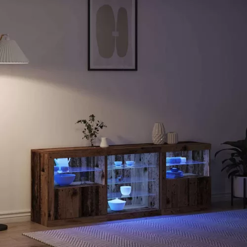  LED tálaló LED -es lámpákkal Öreg fa 181,5 x 37 x 67 cm Faanyag