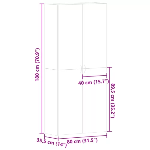  Cipőtároló Szürke Sonoma 80x35,5x180 cm Mérnöki Fa