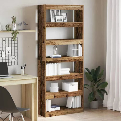  Könyvespolc polcokkal Öreg fa 80 x 30 x 198 cm Faanyag