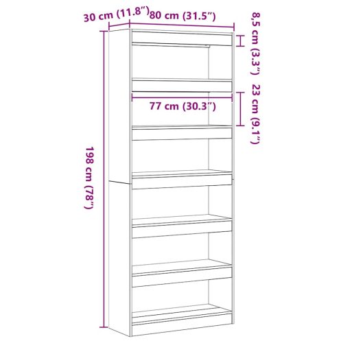  Könyvespolc polcokkal Öreg fa 80 x 30 x 198 cm Faanyag