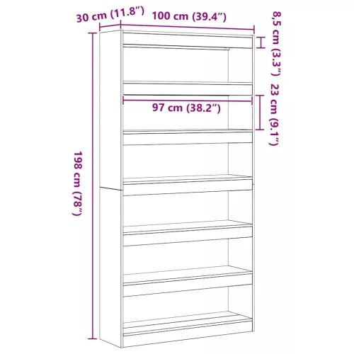  Könyvespolc Hulladékfa 100 x 30 x 198 cm Faanyag