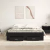  fiókos ágykeret Fekete tölgy Szerelt fa 160 x 200 cm Ágykeret