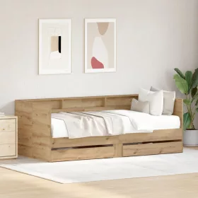    Napágy Fiókokkal Ipari Tölgy Ipari Fa 90 x 200 cm Masszív