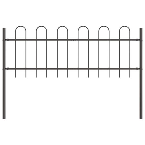  Kerti Kerítés Íves Felső Szürke 6,8x0,6 m Acél