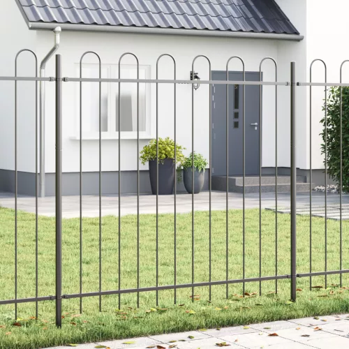  Kerti Kerítés Ív Csúccsal Szürke 6,8x1,5 m Acél