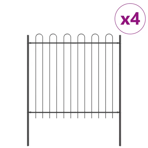 Kerti Kerítés Ív Csúccsal Szürke 6,8x1,5 m Acél