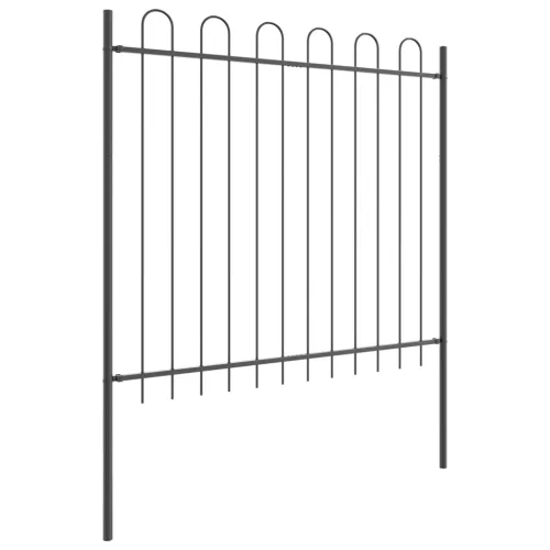  Kerti Kerítés Ív Csúccsal Szürke 6,8x1,5 m Acél