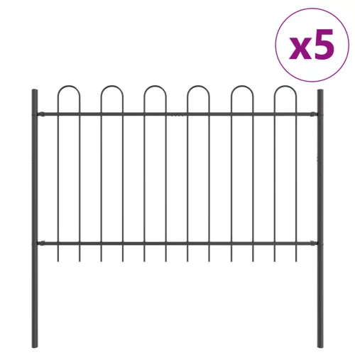  Kerti Kerítés Hajlított Felső Rész Szürke 8,5x1 m Acél