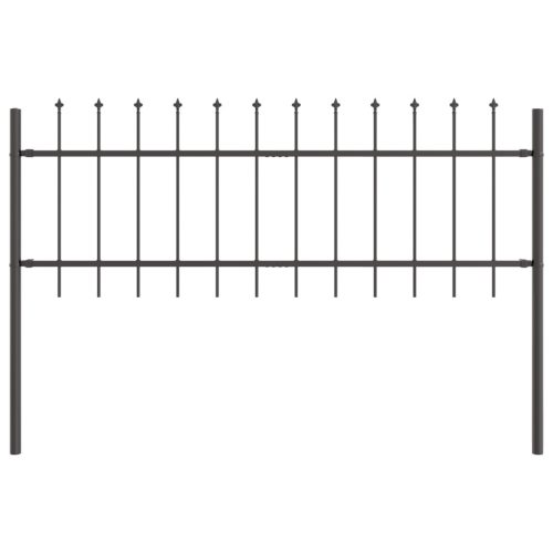  Kerti Kerítés Lándzsa Csúccsal Szürke 10,2x0,6 m Acél
