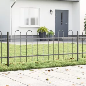  Kerti Kerítés Ívelt Felső Szürke 10,2x0,6 m Acél