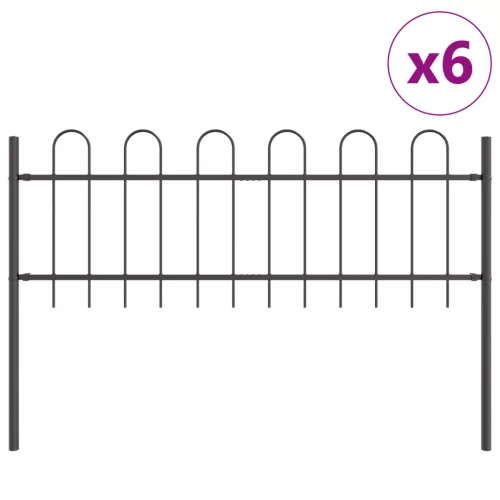  Kerti Kerítés Ívelt Felső Szürke 10,2x0,6 m Acél