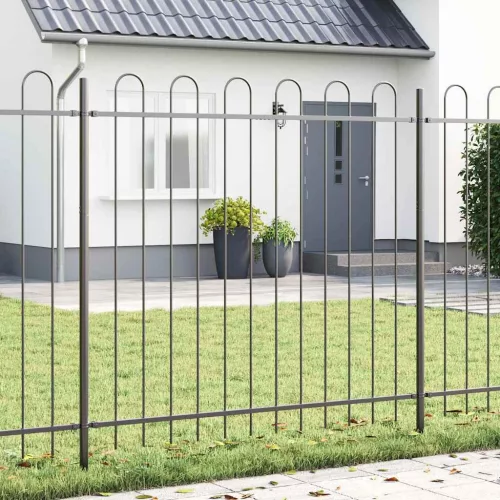  Kerti Kerítés 6 pcs Szürke 10,2 x 1,5 m Porfestett acél