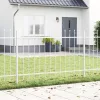  Kertkerítés Lándzsás Felsővel - Fehér - 10,2x1,2 m - Acél