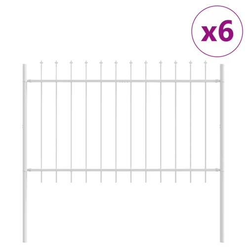  Kertkerítés Lándzsás Felsővel - Fehér - 10,2x1,2 m - Acél