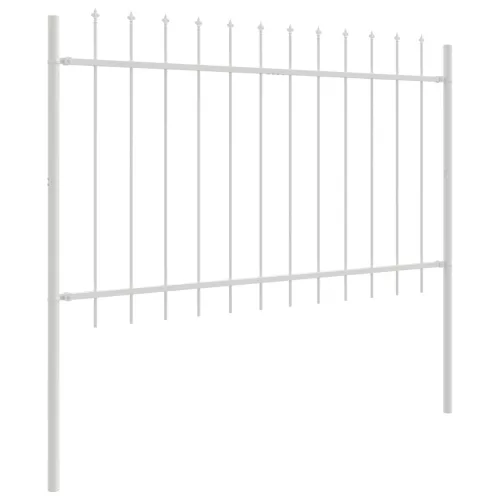  Kertkerítés Lándzsás Felsővel - Fehér - 10,2x1,2 m - Acél