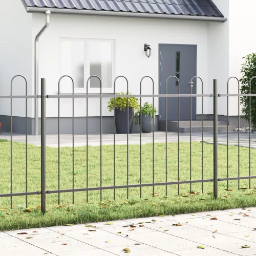  Kerti Kerítés Hajlított Felső Szürke 11,9x0,8 m Acél