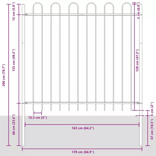  Kerti Kerítés 7 pcs Szürke 11,9 x 1,5 m Porfestett acél