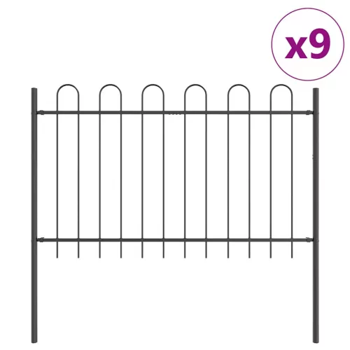  Kerti Kerítés 9 pcs Szürke 15,3 x 1,2 m Porfestett acél