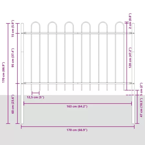  Kerti Kerítés 9 pcs Szürke 15,3 x 1,2 m Porfestett acél