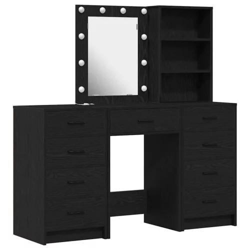  Öltözködőasztal fiókkal 3 pcs Fekete 40 x 41 x 135 cm Faanyag