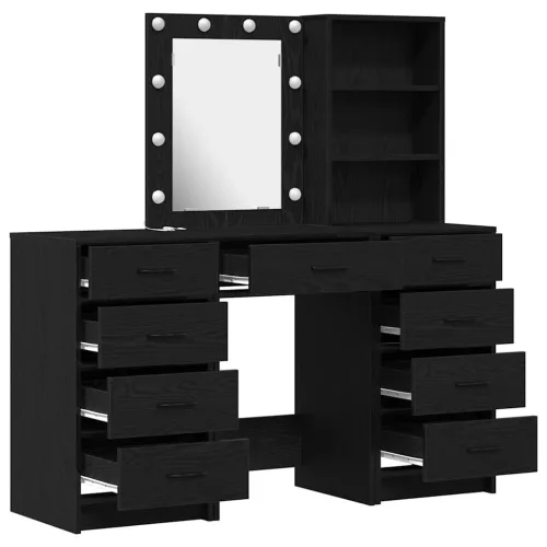  Öltözködőasztal fiókkal 3 pcs Fekete 40 x 41 x 135 cm Faanyag