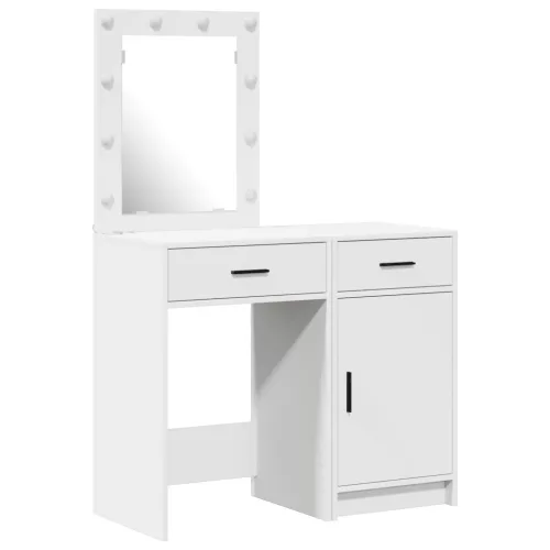  2 részes Rúzspult szett LED világítással, fehér rétegelt fából