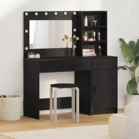  2 darabos Öltöztető Szett LED-del Fekete Műszaki Fa