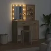  LED-es öltözködő asztal szett 2 pcs Sonoma tölgy Faanyag