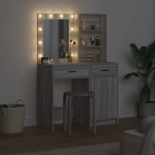  Sminkasztal Készlet 2 pcs Szürke sonoma 50 x 41 x 135 cm