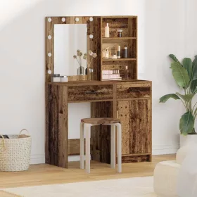    LED-es öltözködő asztal szett fiókkal 2 pcs Öreg fa Faanyag