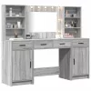  Sminkasztal Készlet 3 pcs Szürke sonoma 78.5 x 41 x 135 cm